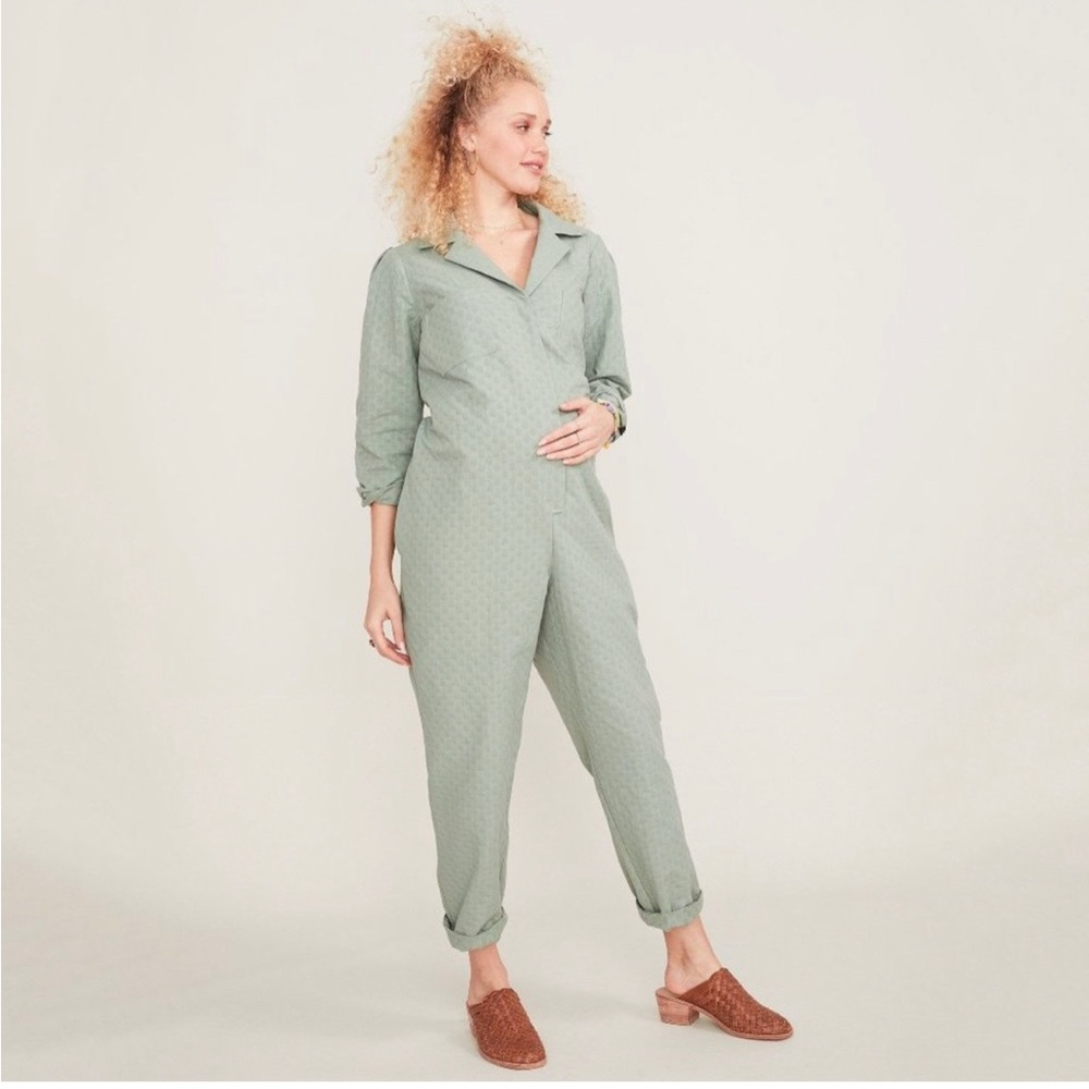 Hatch The Art Jumpsuit Green Cotton 2 Maternity Medium 8 10 NWT Coveralls